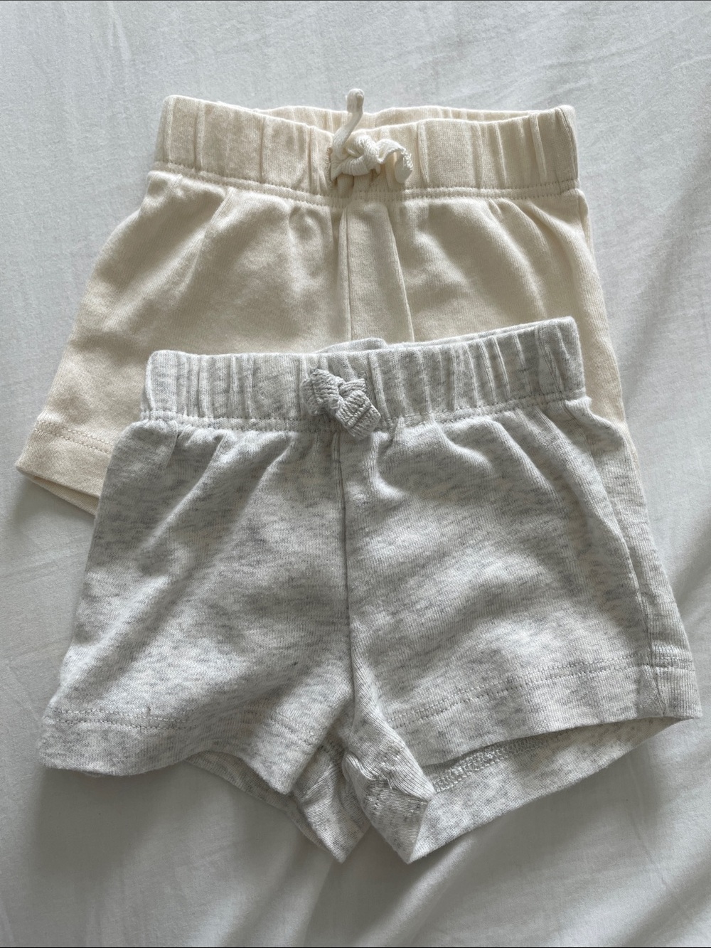 Carter’s Newborn Shorts - Cream and Light Gray - Pack of Two